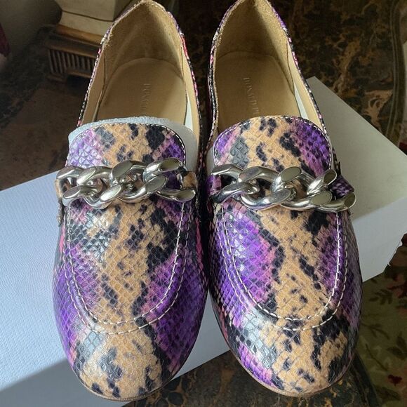 NWT Donald PLINER Metallic mini viper Lavender Leather Loafers new with box… - Picture 14 of 16